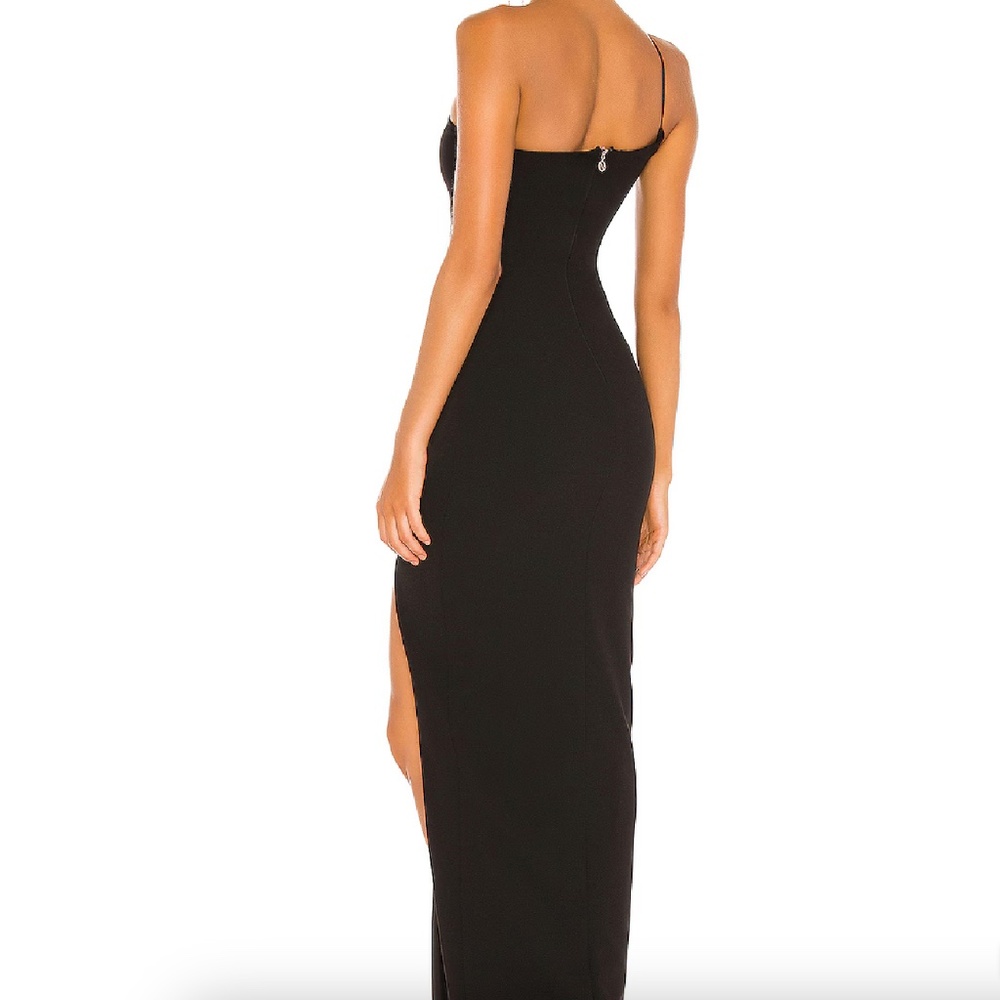 Nookie Lust One Shoulder Gown Size XS Black Side Slit Max Dress Zip Back Sexy - Picture 3 of 4